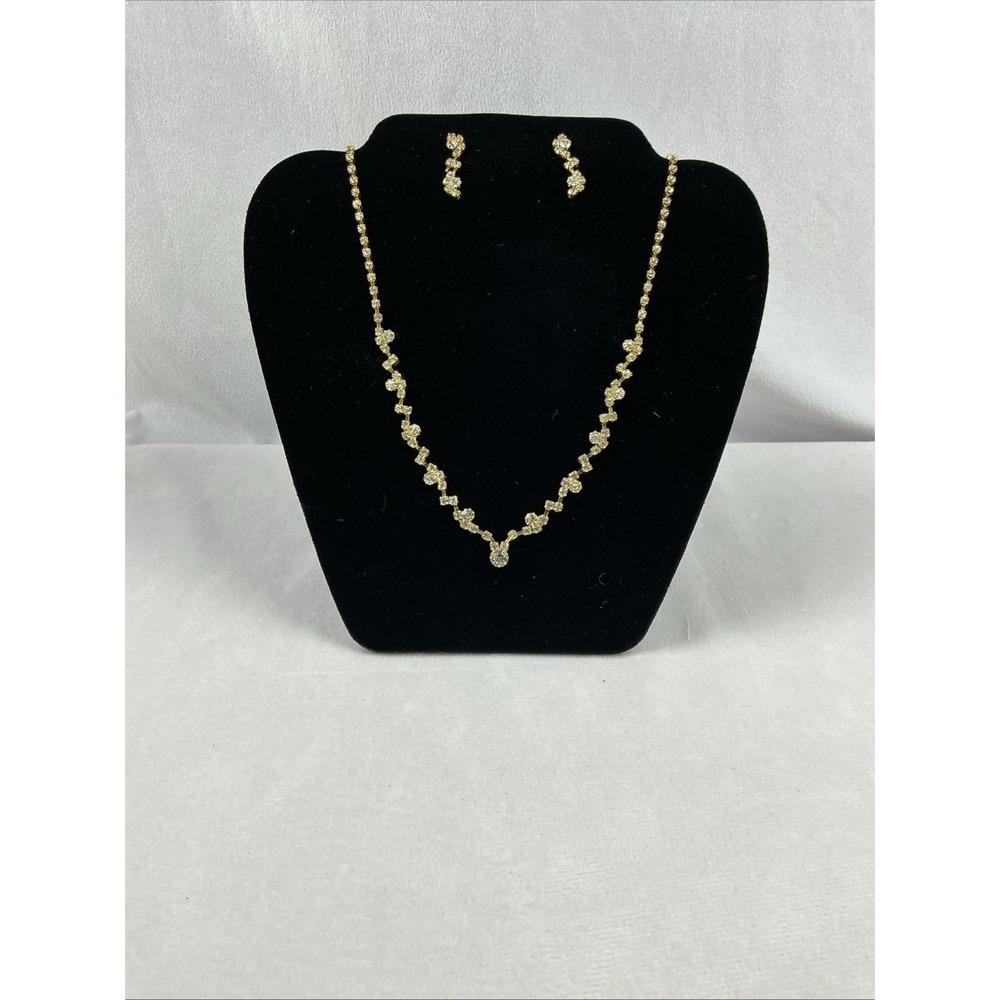 Fashion Jewelry Necklace & Earrings Set Vintage Genuine Crystal‎ & Rhinestone